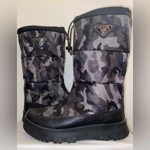 Prada Army Print Waterproof Winter Boots